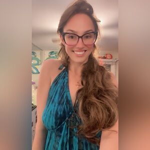 Blue Tie-Dye Halter Dress, Backless, gorgeous, Long & Flowy